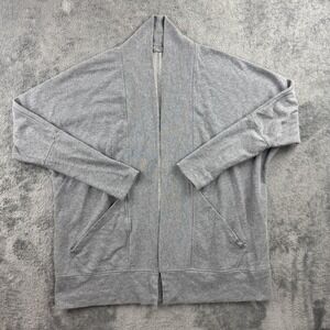 PrAna Cardigan Sweater Womens Small Gray Open Front Dolman Knit Pockets USA